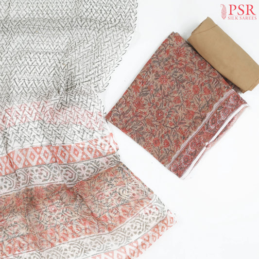 Fossil Tan Kota Cotton Dress Material