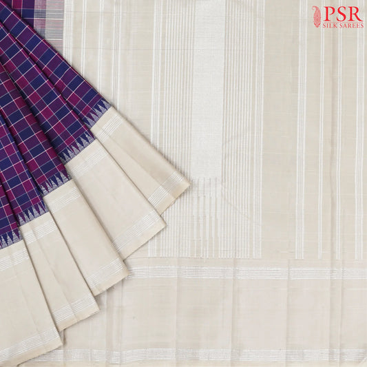 Dark Blue & Pink Kanchipuram Silk Saree