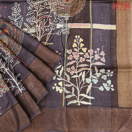 Cedar Brown Kadhi Tussar Silk Saree