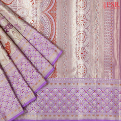 Golden Purple Kanchipuram Jacquard Tissue Silk Saree