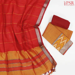 Dark Orange Silk Cotton Dress Material