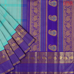 Turquoise Blue Kanchipuram Silk Saree
