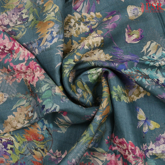 Dark Turquoise Kadhi Tussar Silk Saree