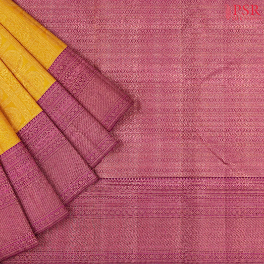 Mustard Yellow Kanchipuram Jacquard Silk Saree