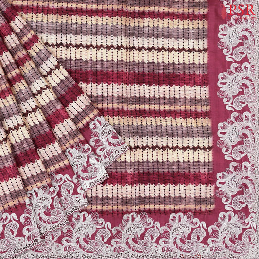 Rouge Pink Semi Dupion Saree