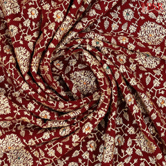 Maroon Georgette Laser Embroidery Saree