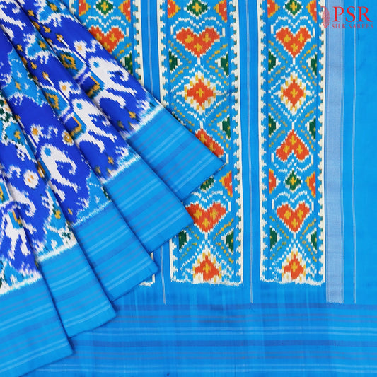 Royal Blue Pashmina Ikkat Silk Saree
