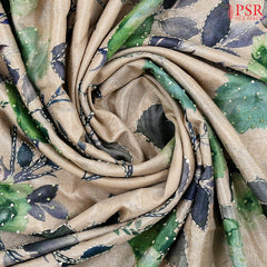 Beige & Green Semi Dupion Saree