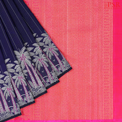 Dark Indigo Kanchipuram Silk Saree