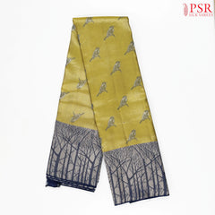 Brass Yellow Kanchipuram Jacquard Tissue Silk Saree