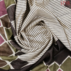 Beige & Tyrian Purple Munga Silk Saree