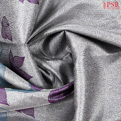 Silver Grey Kanchipuram Jacquard Silk Saree