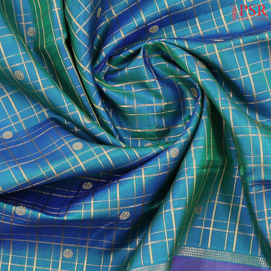 Teal Blue Kanchipuram Silk Saree