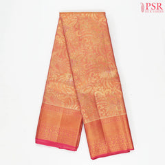Flamingo Pink Kanchipuram Jacquard Tissue Silk Saree