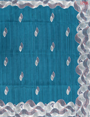 Peacock Blue Kosa Embroidery Saree