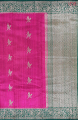 Magenta Pink Banaras Jute Silk Saree