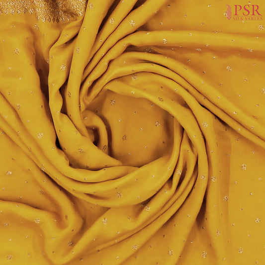 Mustard Yellow Georgette Silk Saree