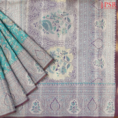 Heavenly Blue Kanchipuram Jacquard Tissue Silk Saree