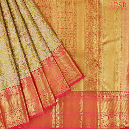 Citrus Green Kanchipuram Tissue Silk Saree