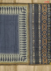 Dark Grey Semi Dupion Saree