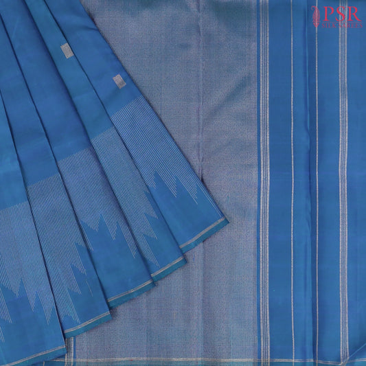Star Command Blue Kanchipuram Silk Saree