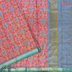 Cerulean Blue Soft Patola Semi Silk Dress Material