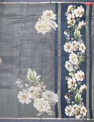 Slate Grey Printed Tissue Saree