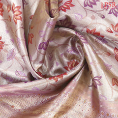 Golden Purple Kanchipuram Jacquard Tissue Silk Saree