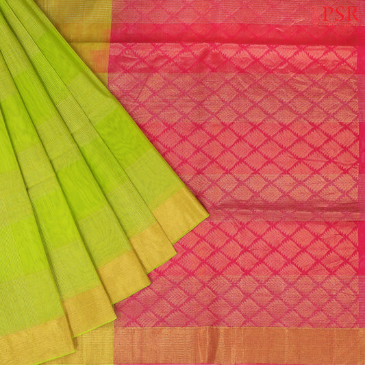 Chartreuse Green Silk Cotton Saree