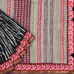 Black Mul Printed Cotton Saree