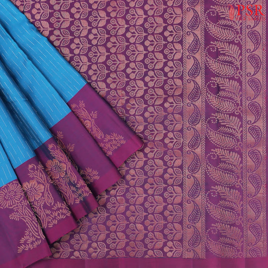 Chintamani Blue Soft Silk Mix Saree