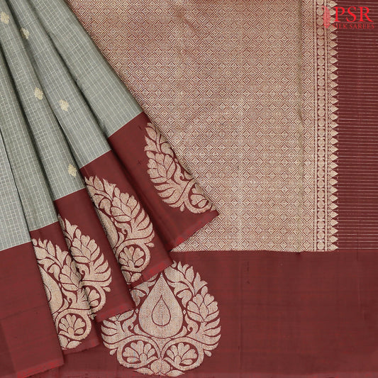 Fossil Grey Kanchipuram Silk Saree
