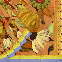 Khavi Orange Printed Cotton Saree