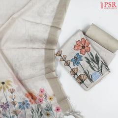 Pastel Beige Semi Linen Dress Material