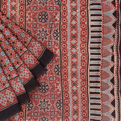 Antique Red Jaipur Cotton Printed Saree
