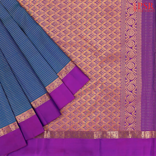 Peacock Blue Fancy Kanchipuram Silk Saree