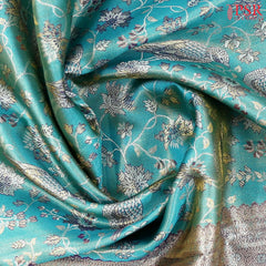 Heavenly Blue Kanchipuram Jacquard Tissue Silk Saree