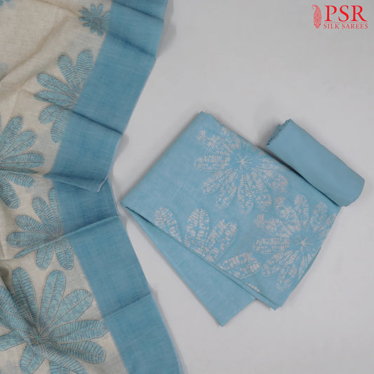 Light Blue Semi Tassar Dress Material