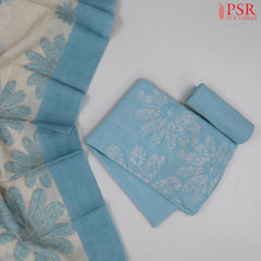 Light Blue Semi Tassar Dress Material