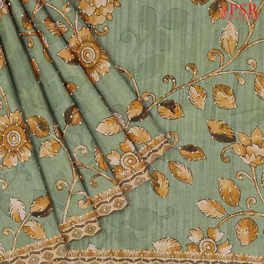 Sage Green Semi Dupion Saree