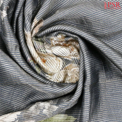 Slate Grey Printed Tissue Saree