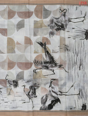 Floral White & Vintage Peach Chiniya Silk Saree