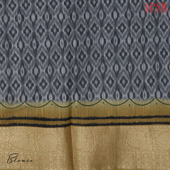 Dark Grey Semi Dupion Saree