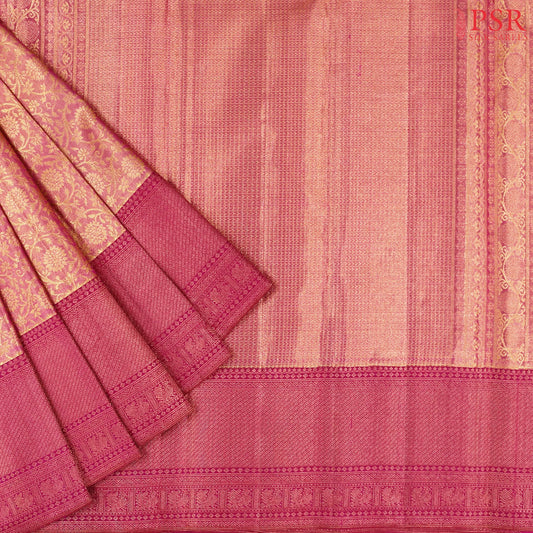 Dark Rose Kanchipuram Jacquard Tissue Silk Saree