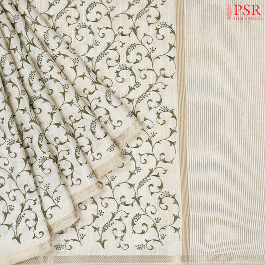 Beige Semi Tussar Saree