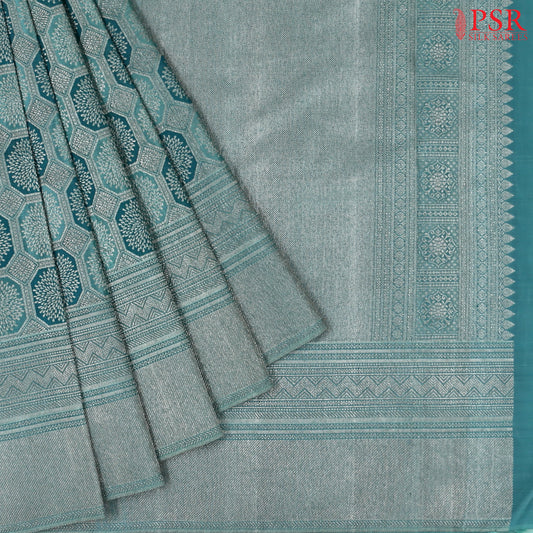 Turquoise Kanchipuram Silk Saree