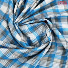 White & Blue Mangalagiri Cotton Saree