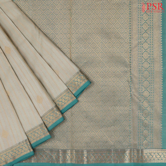 Elachi Beige Fancy Kanchipuram Silk Saree