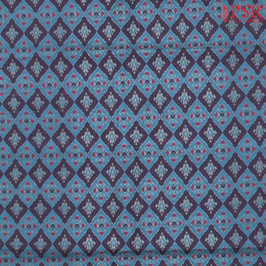 Dark Blue Semi Tassar Ikkat Print Running Material