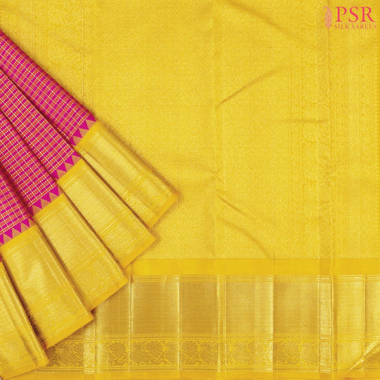 Magenta & Orange Kanchipuram Silk Saree